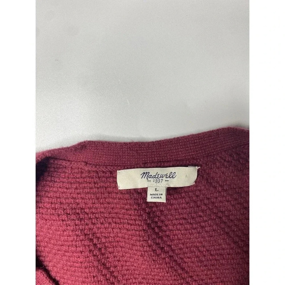 Madewell Women Back Zip Burgundy Red Long Sleeve Crew Neck Sweater Size Large - Picture 4 of 7